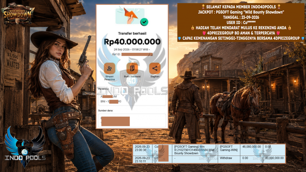 INDO4DPOOLS JACKPOT PGSOFT Gaming “Wild Bounty Showdown” Rp 40.000.000,- LUNAS