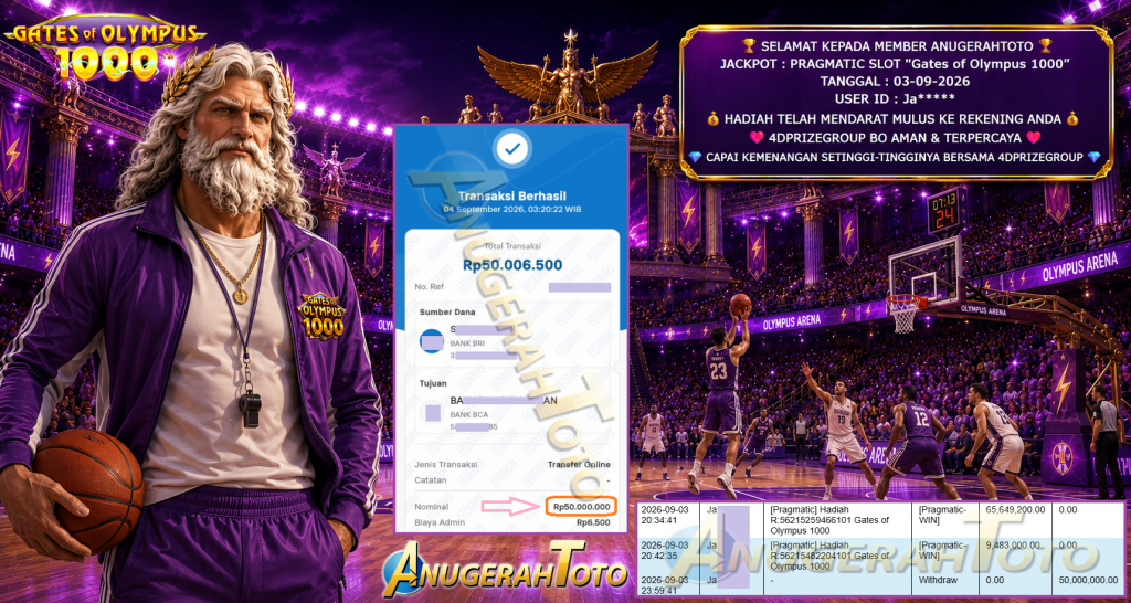 ANUGERAHTOTO JACKPOT PRAGMATIC SLOT โGates of Olympus 1000โ Rp 75.000.000,- LUNAS