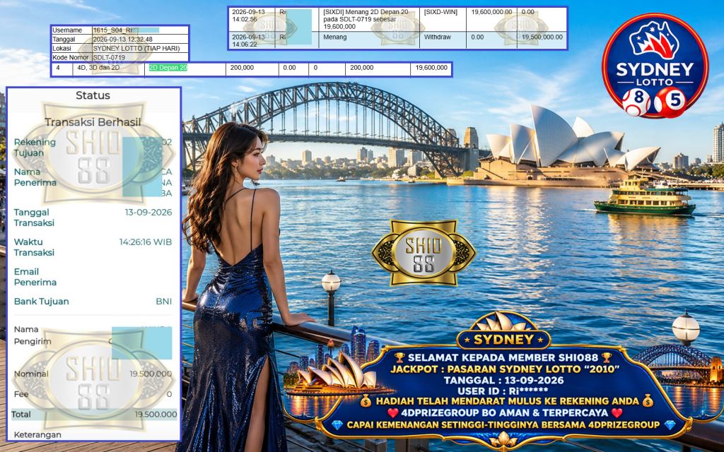 SHIO88 JACKPOT PASARAN SYDNEY LOTTO “2010” Rp 19.500.000,- LUNAS