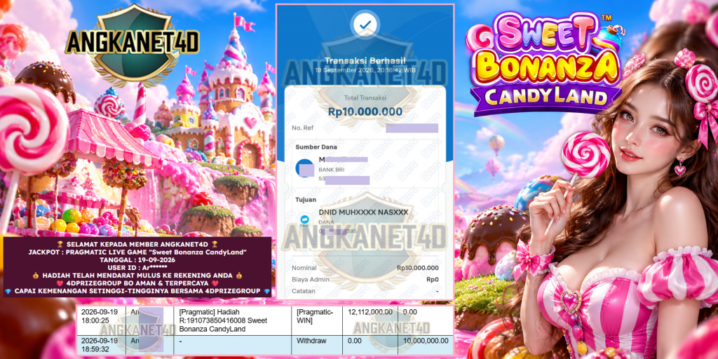 ANGKANET4D JACKPOT PRAGMATIC LIVE GAME “Sweet Bonanza CandyLand” ‎‏‏‎Rp 10.000.000,- LUNAS
