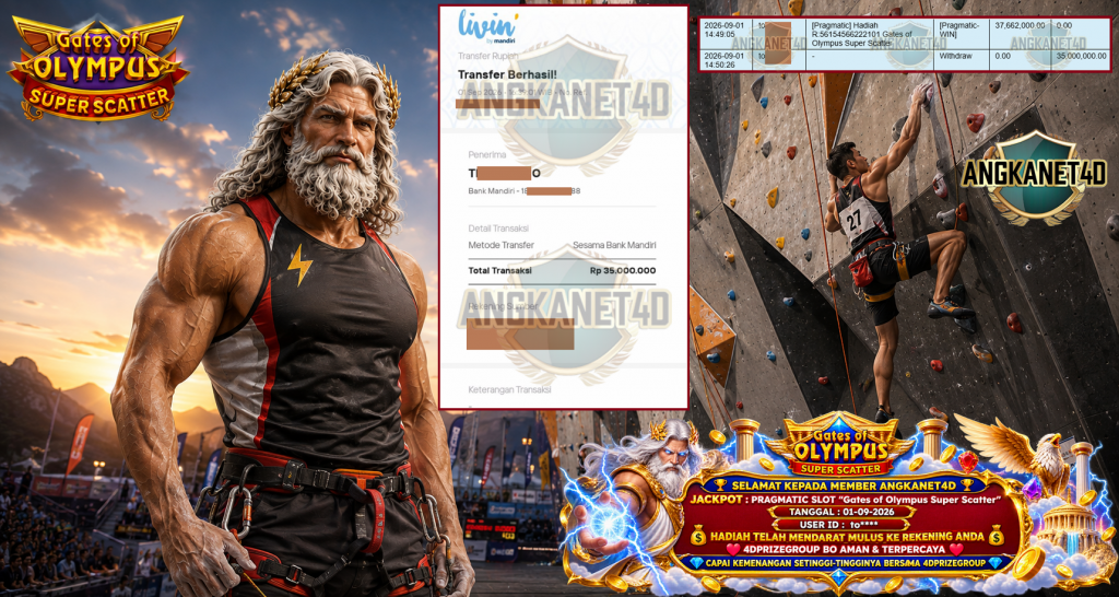 ANGKANET4D JACKPOT PRAGMATIC SLOT “Gates of Olympus Super Scatter” Rp 35.000.000,- LUNAS