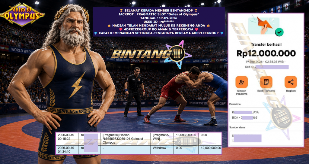 BINTANG4DP JACKPOT PRAGMATIC SLOT “Gates of Olympus” Rp 12.000.000,- LUNAS
