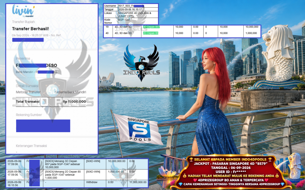 INDO4DPOOLS JACKPOT PASARAN SINGAPORE 4D “8579” Rp 11.000.000,- LUNAS