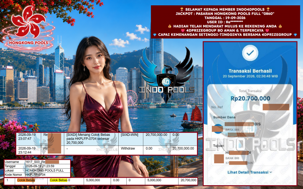 INDO4DPOOLS JACKPOT PASARAN HONGKONG POOLS FULL “0860” Rp 20.700.000,- LUNAS