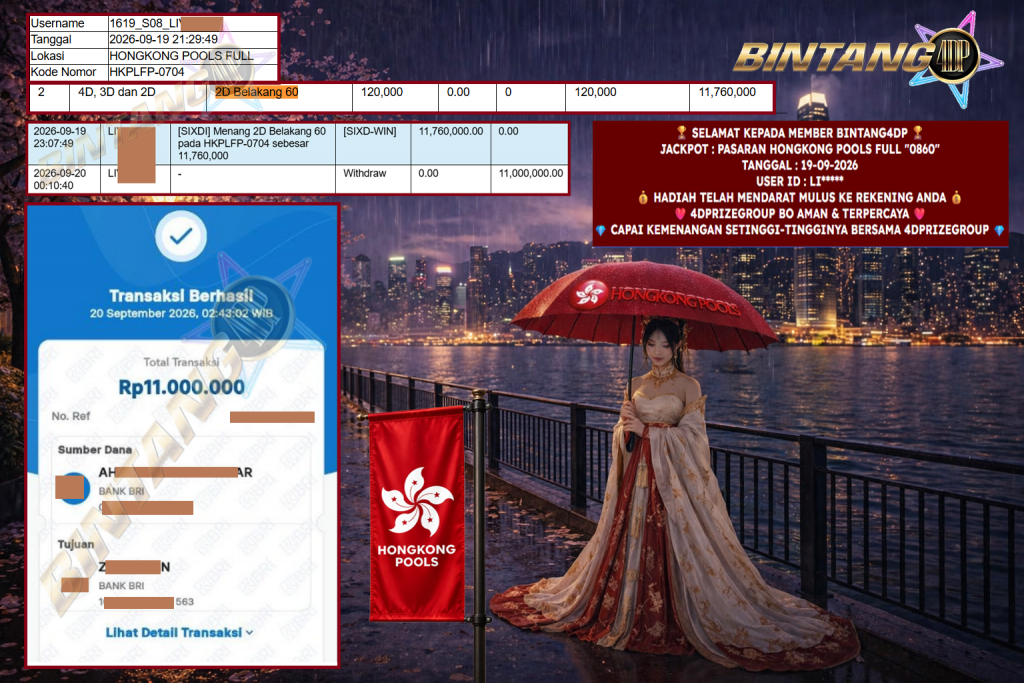 BINTANG4DP JACKPOT PASARAN HONGKONG POOLS FULL “0860” Rp 11.000.000,- LUNAS