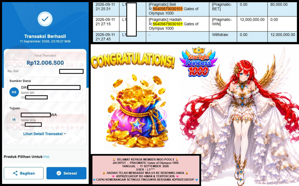 INDO-POOLS JACKPOT PRAGMATIC βGates of Olympus 1000β³βββββ Rp12.000.000,- LUNAS