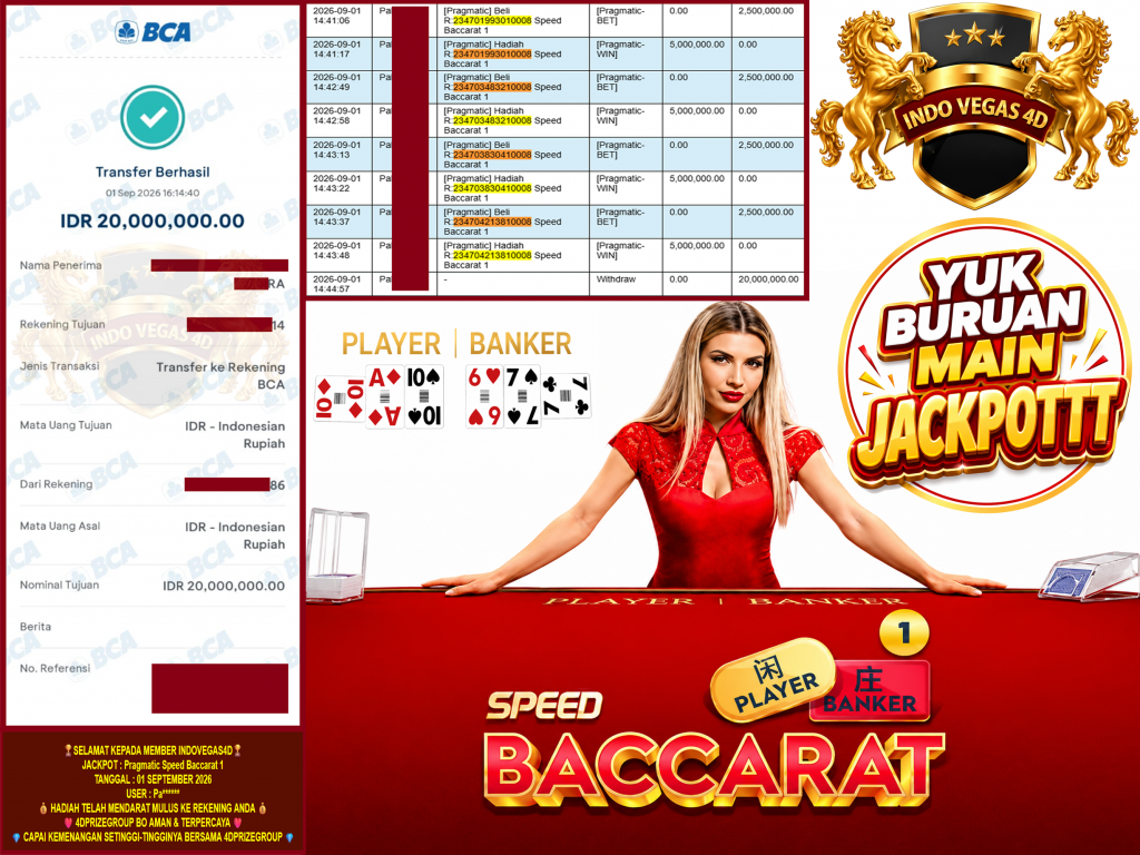 INDOVEGAS4D JACKPOT PRAGMATIC “Speed Baccarat 1” Rp.20.000.000,-LUNAS