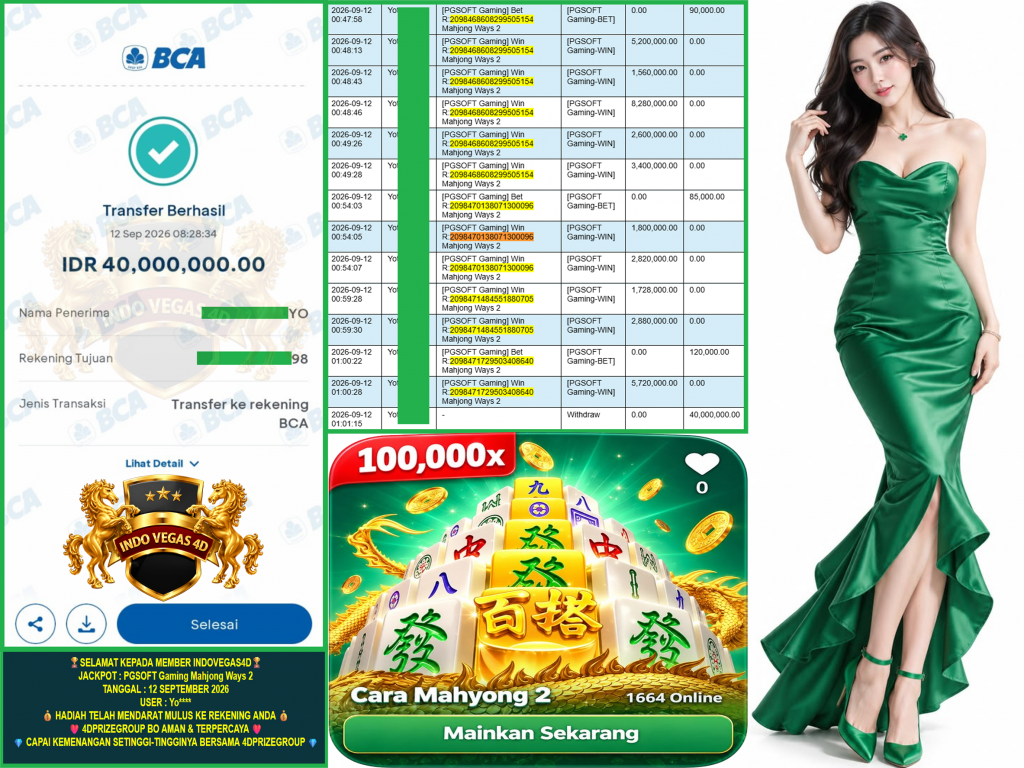 INDOVEGAS4D JACKPOT PGSOFT Gaming “Mahjong Ways 2″‎‎‏‏ ‎‎‏‏‎‎‏‏ Rp.40.000.000,-LUNAS