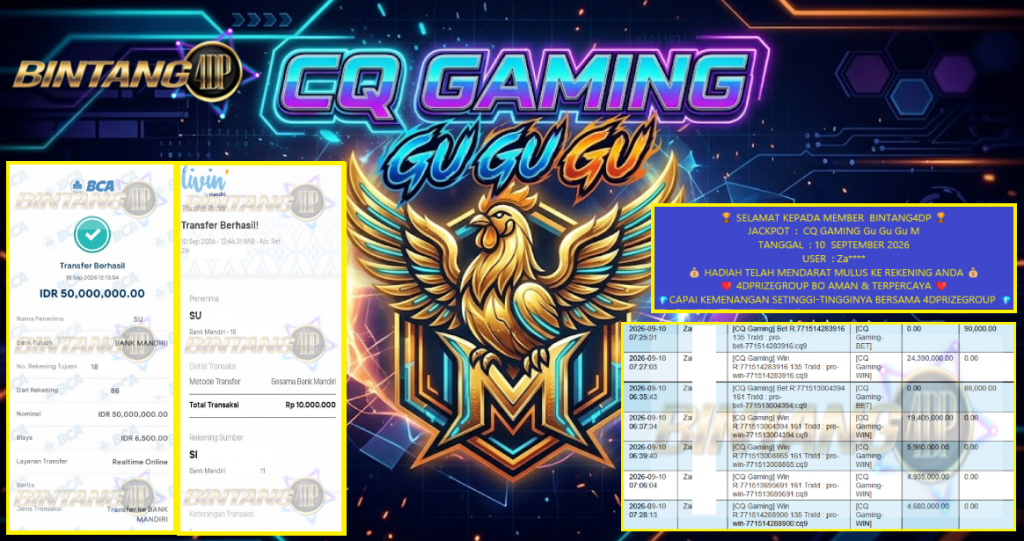BINTANG4DP JACKPOT CQ GAMING “Gu Gu Gu M” Rp60.000.000,- LUNAS