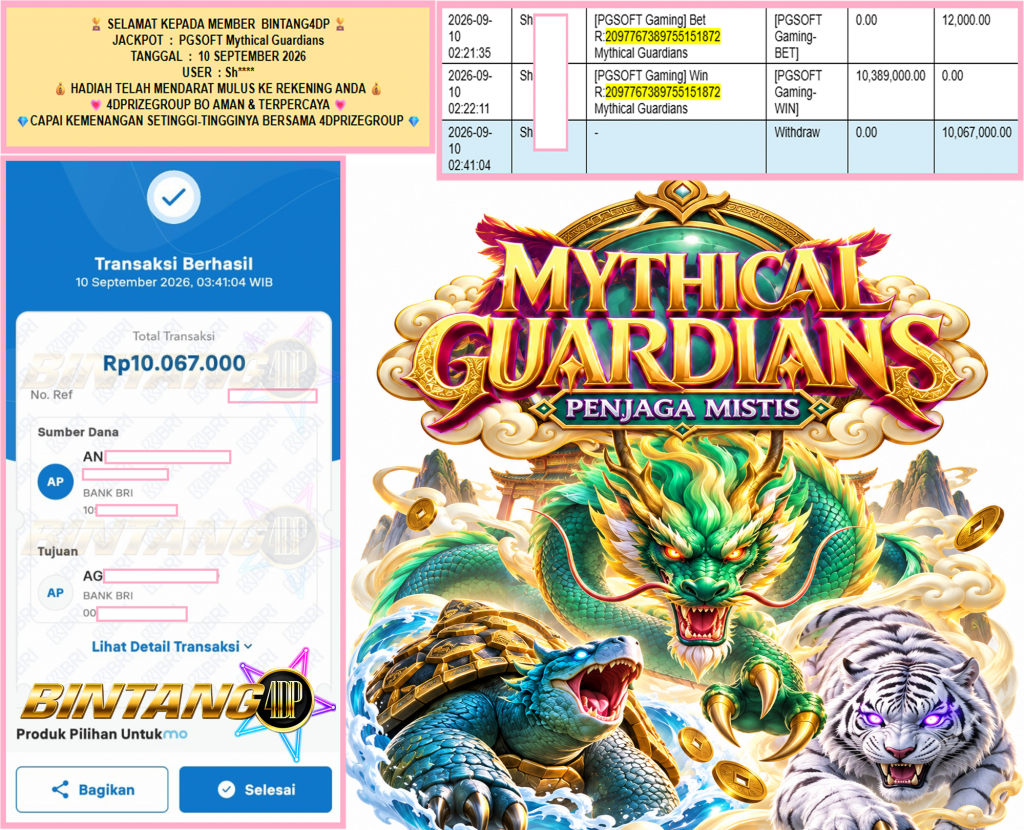 BINTANG4DP JACKPOT PGSOFT “Mythical Guardians”‎‎‏‏ ‎‎‏‏‎‎‏‏Rp10.067.000,- LUNAS
