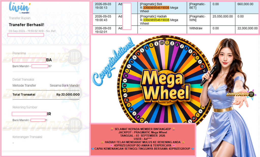 BINTANG4DP JACKPOT PRAGMATIC βMega Wheelββββββ Rp22.000.000,- LUNAS