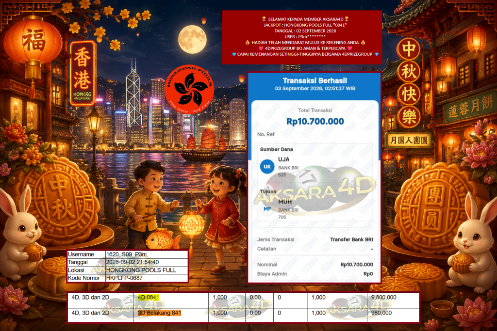 AKSARA4D JACKPOT PASARAN HONGKONG POOLS FULL “0841” Rp10.700.000,- LUNAS