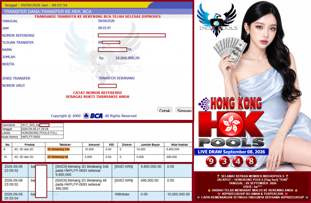 INDO4DPOOLS JACKPOT HONGKONG POOLS (Tiap hari) “9348”‎‏‏‎‎ Rp10.000.000,- LUNAS