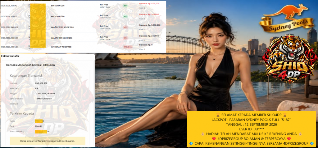 SHIO4DP JACKPOT PASARAN SYDNEY POOLS FULL “5187” Rp2.500.000,- LUNAS